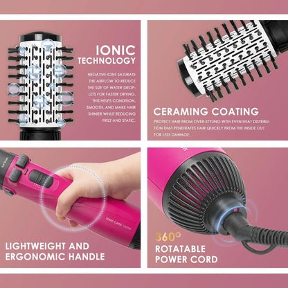 Lightweight ergonomic hot air brush for salon-quality blowouts