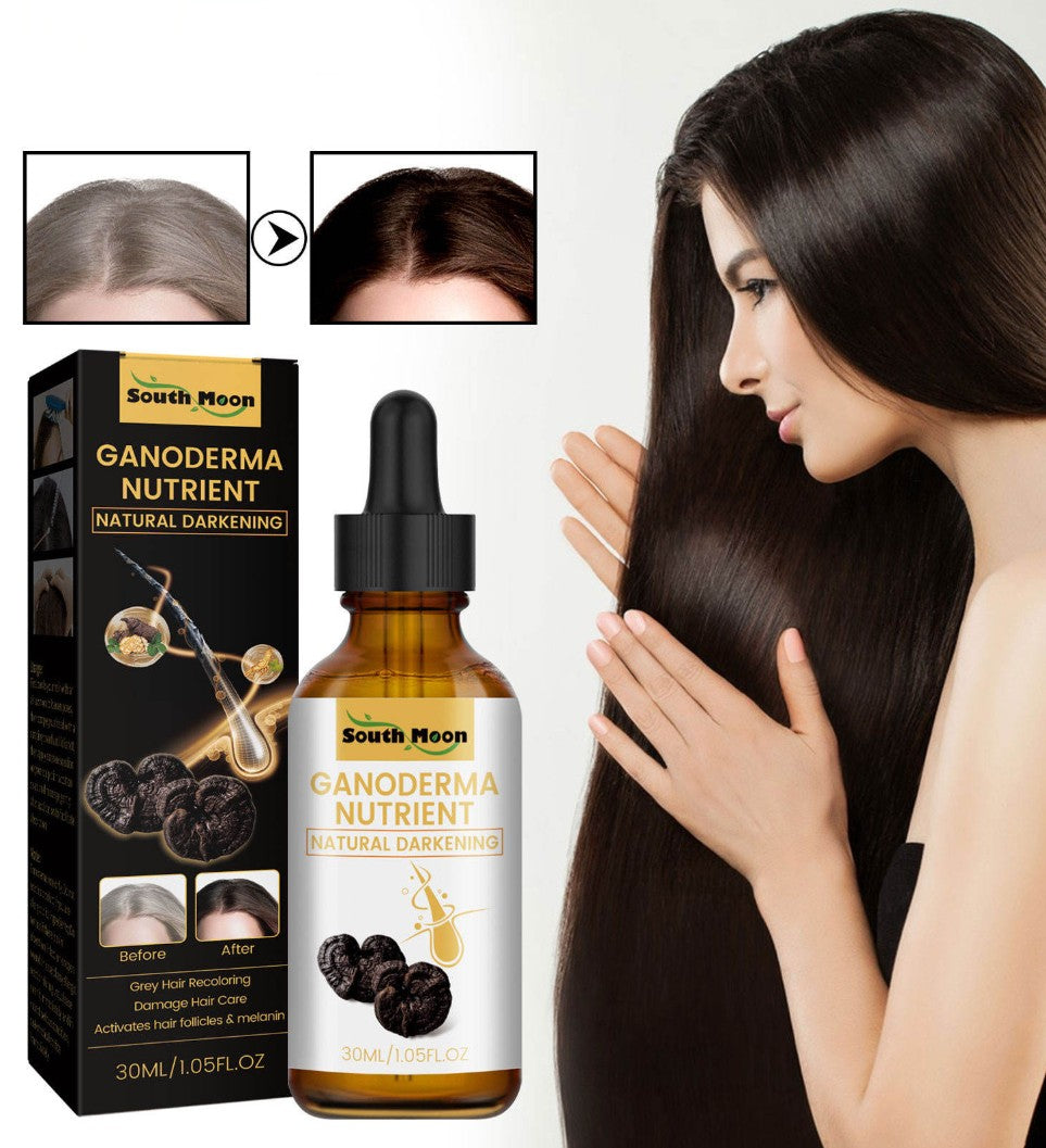 Natural hair darkening oil with Ganoderma extract | Anti-grey hair oil for smooth, shiny, healthy hair