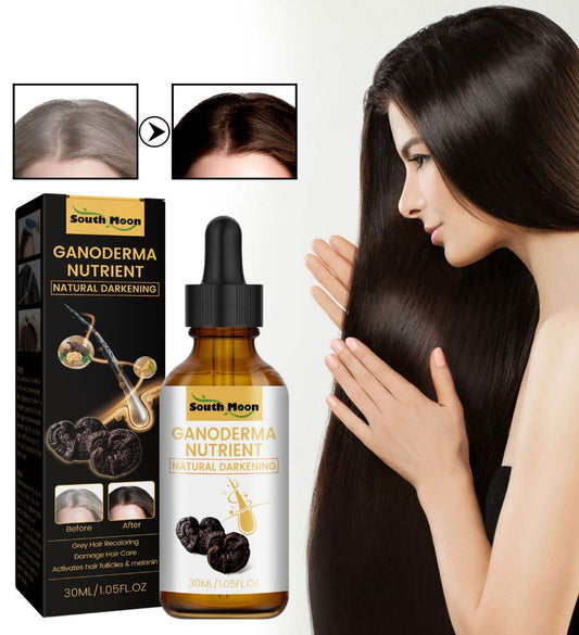 Natural hair darkening oil with Ganoderma extract | Anti-grey hair oil for smooth, shiny, healthy hair